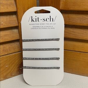 Kitsch Silver Rhinestone Bobby Pin Set (4pc)